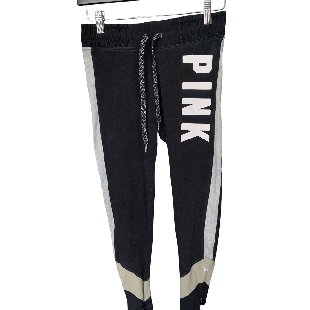 Victoria's Secret Y2K PINK Black Jogger Pants with Gray and Tan Panels Size Smal